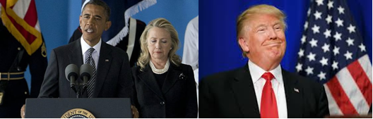 Obama e Hillary Cinton, Donald Trump